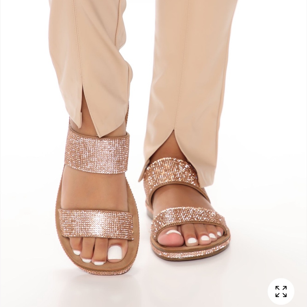Double strap rhinestone slides